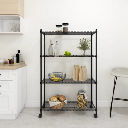 Opbergrek 4-Laags Met Wielen 200 Kg 90 x 35 x 142 cm Zwart
