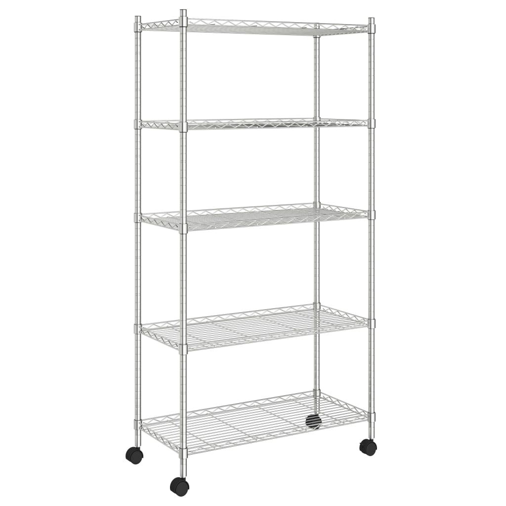 Opbergrek 5-Laags Met Wielen 250 Kg Kleurig 75 x 35 x 155 cm Chroom