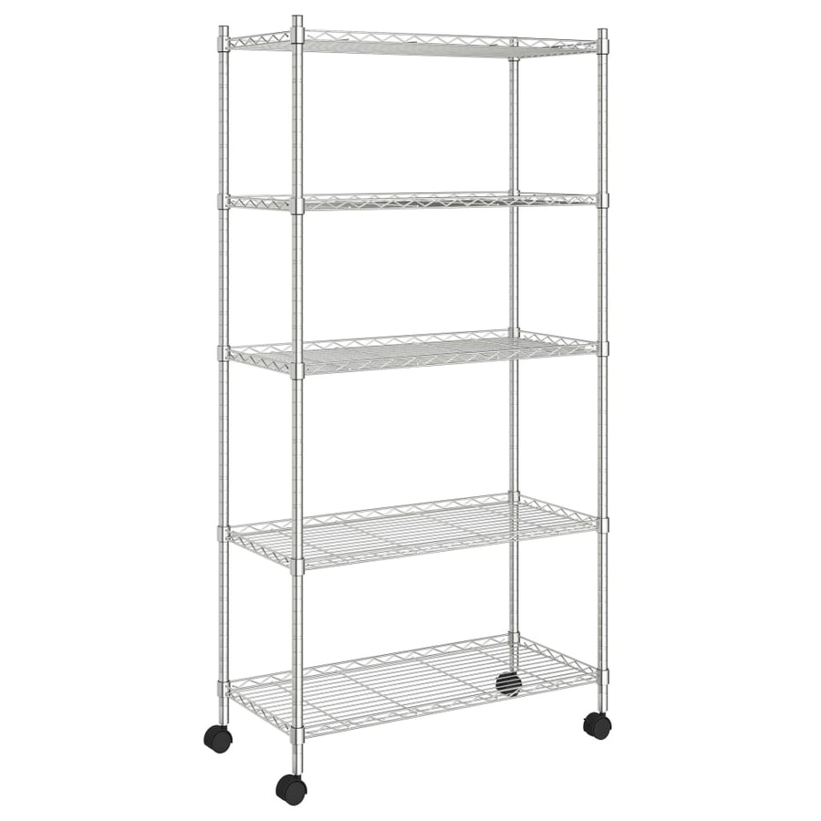 Opbergrek 5-Laags Met Wielen 250 Kg Kleurig 75 x 35 x 155 cm Chroom