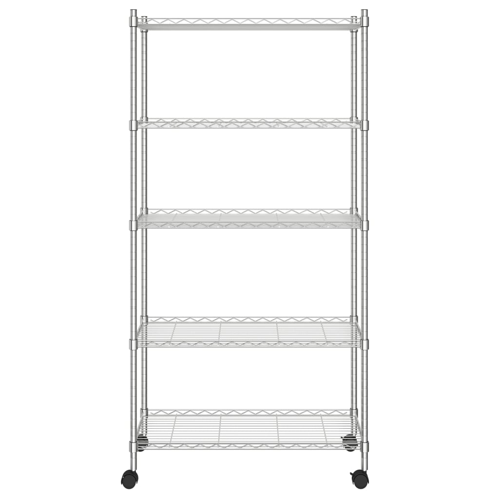 Opbergrek 5-Laags Met Wielen 250 Kg Kleurig 75 x 35 x 155 cm Chroom