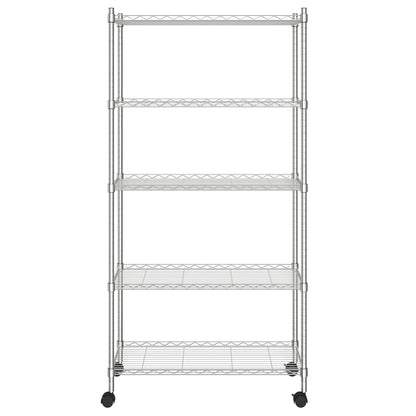 Opbergrek 5-Laags Met Wielen 250 Kg Kleurig 75 x 35 x 155 cm Chroom