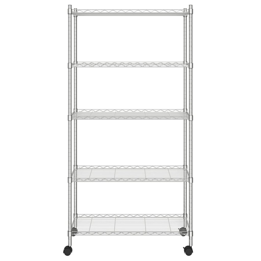 Opbergrek 5-Laags Met Wielen 250 Kg Kleurig 75 x 35 x 155 cm Chroom
