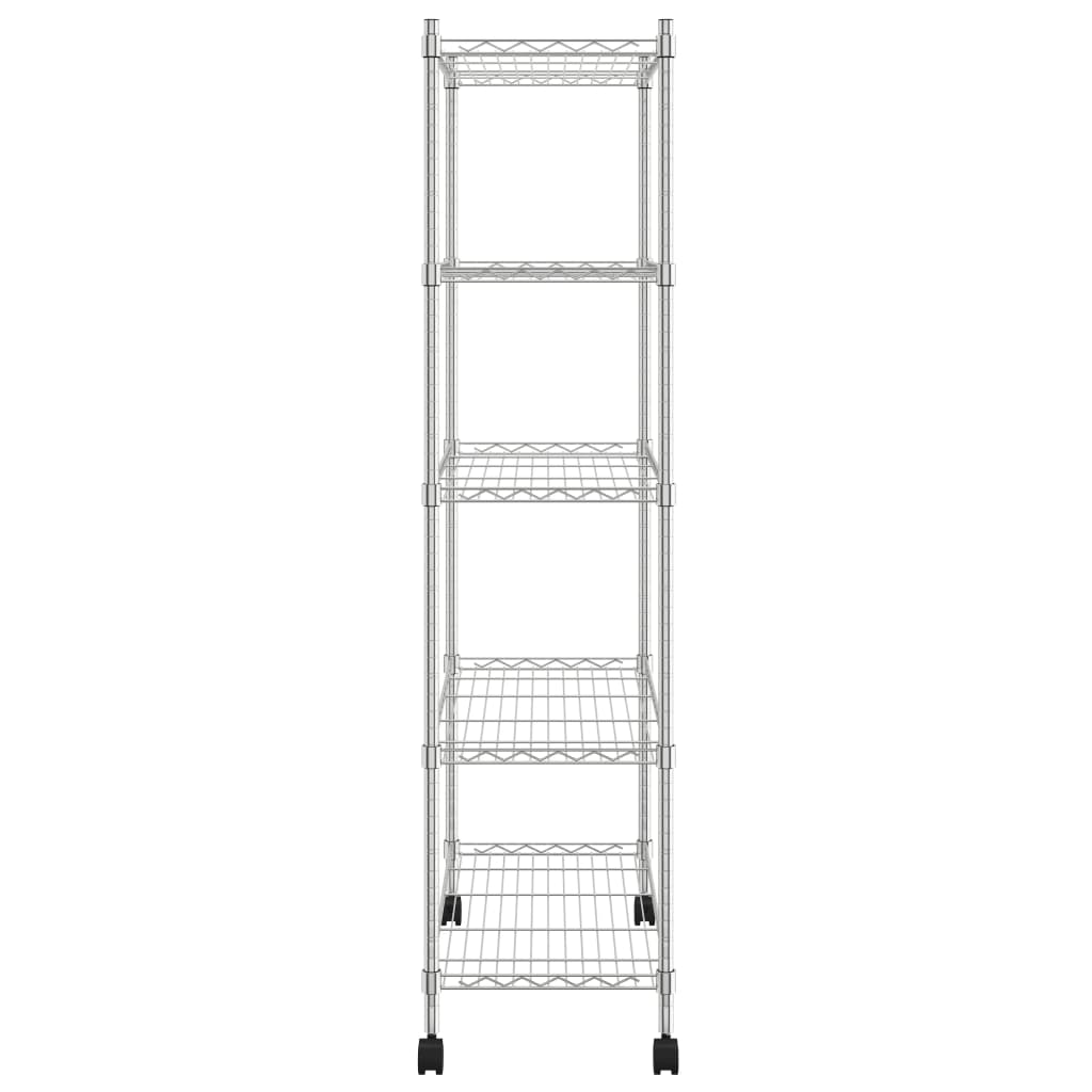 Opbergrek 5-Laags Met Wielen 250 Kg Kleurig 75 x 35 x 155 cm Chroom