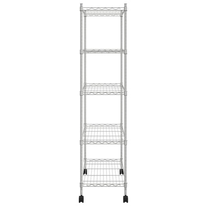 Opbergrek 5-Laags Met Wielen 250 Kg Kleurig 75 x 35 x 155 cm Chroom