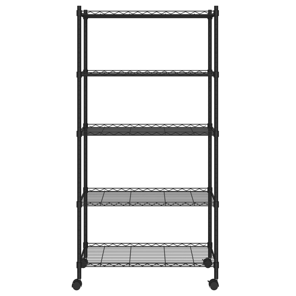 Opbergrek 5-Laags Met Wielen 250 Kg 75 x 35 x 155 cm Zwart
