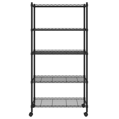 Opbergrek 5-Laags Met Wielen 250 Kg 75 x 35 x 155 cm Zwart