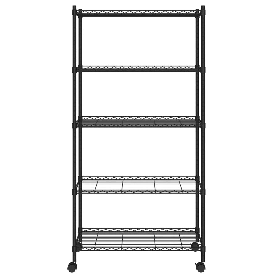 Opbergrek 5-Laags Met Wielen 250 Kg 75 x 35 x 155 cm Zwart