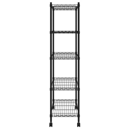 Opbergrek 5-Laags Met Wielen 250 Kg 75 x 35 x 155 cm Zwart