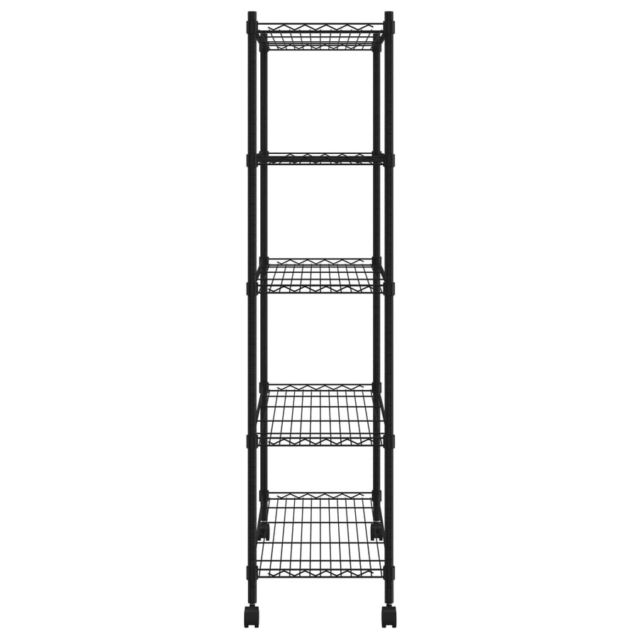 Opbergrek 5-Laags Met Wielen 250 Kg 75 x 35 x 155 cm Zwart