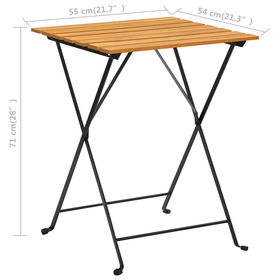 Bistrotafel 55X54X7 Cm Massief Acaciahout Zwart