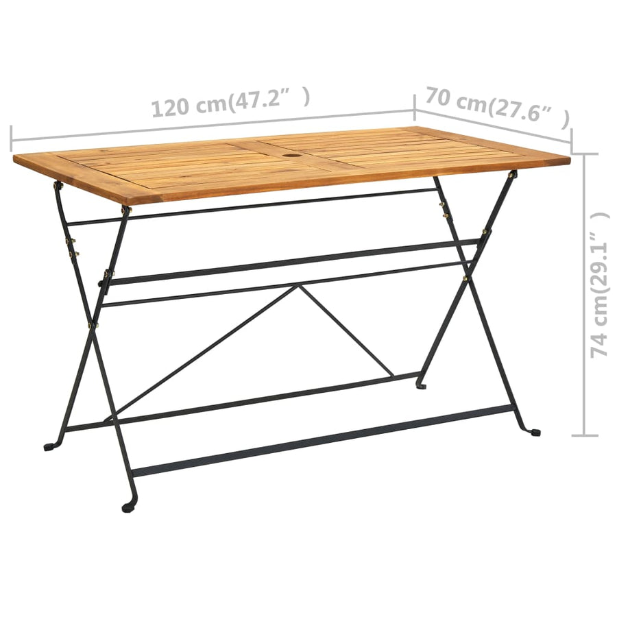 Tuintafel Inklapbaar Massief Acaciahout 120 x 70 x 74 cm