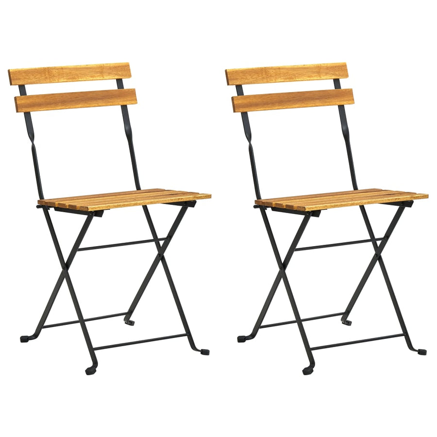 Tuinstoelen Inklapbaar Staal En Massief Acaciahout 2 Zwart