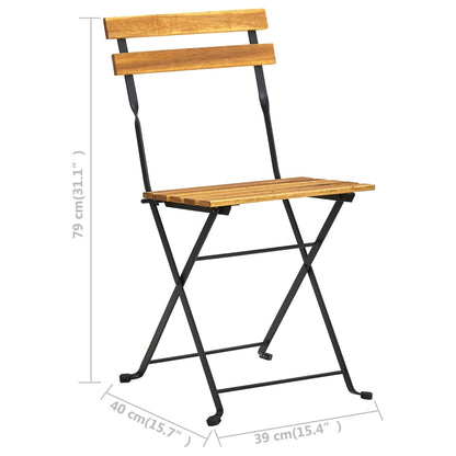Bistrostoelen Inklapbaar Massief Acaciahout 4 Zwart