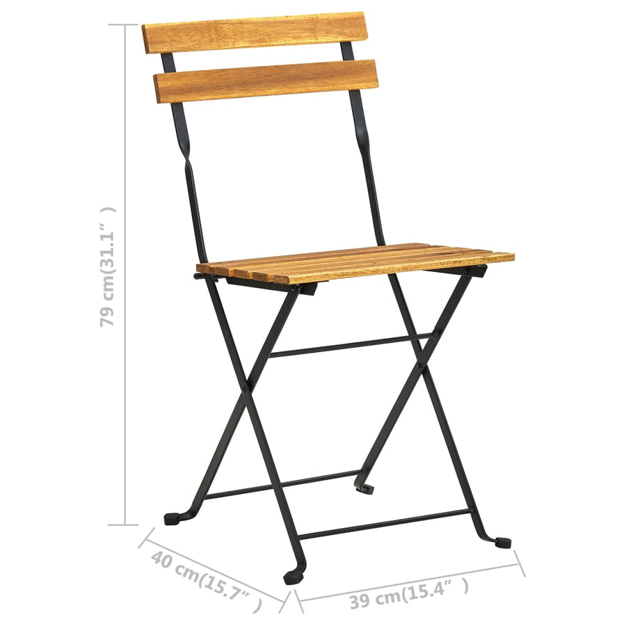 Bistrostoelen Inklapbaar Massief Acaciahout 4 Zwart