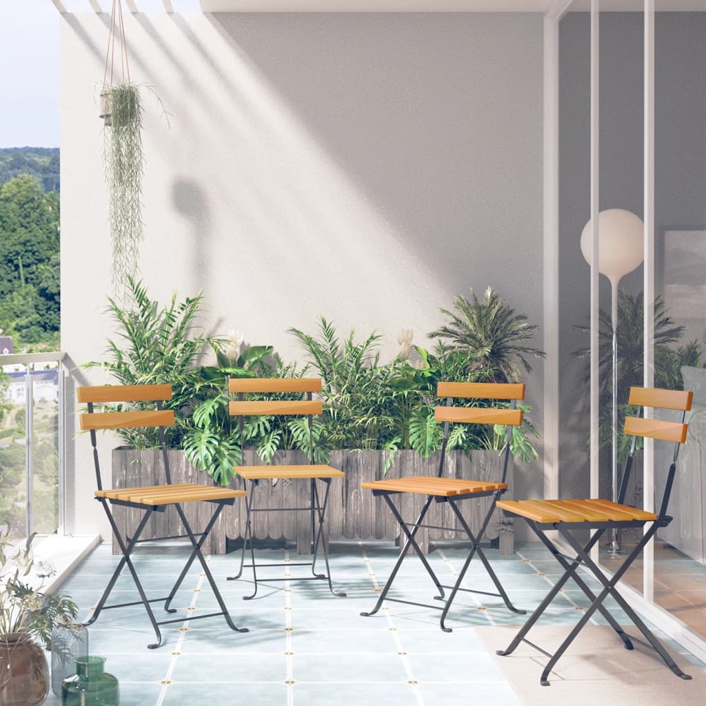 Bistrostoelen Inklapbaar Massief Acaciahout 4 Zwart