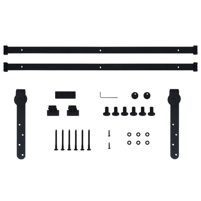 Ophangset voor minischuifdeur 200 cm koolstofstaal 200 cm Zwart