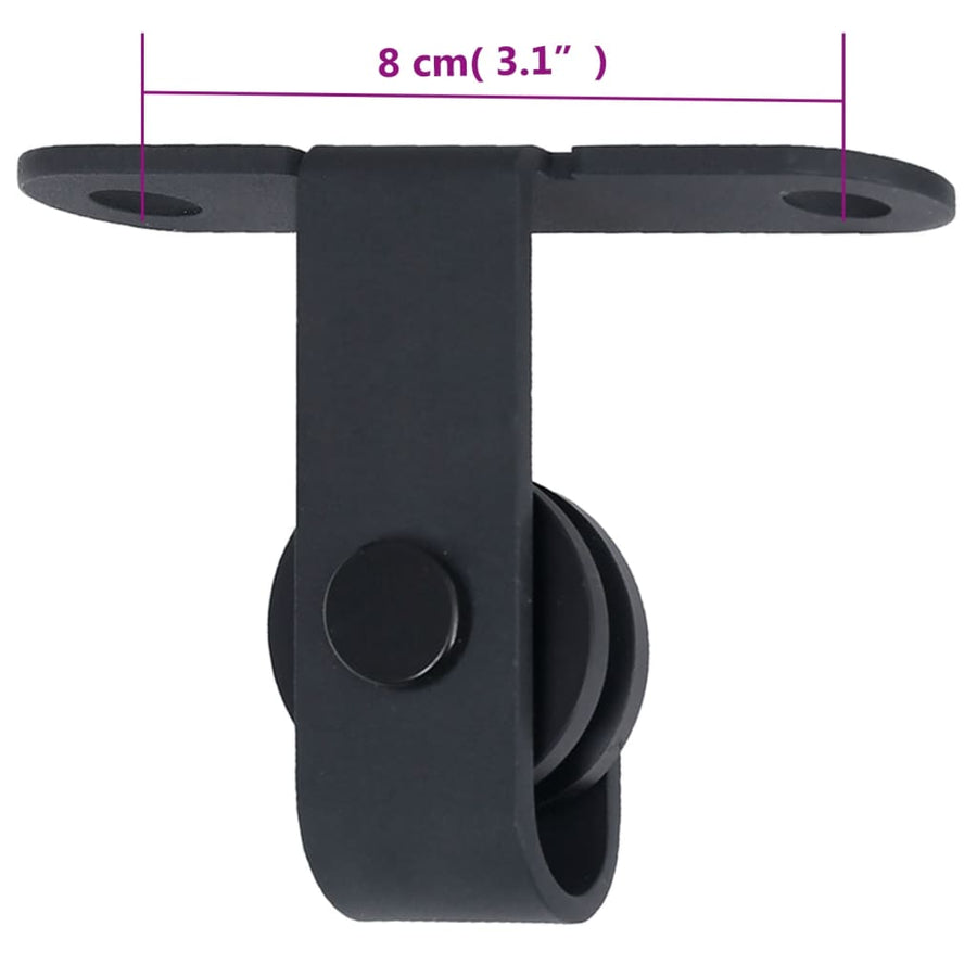 Ophangset voor minischuifdeur 200 cm koolstofstaal 200 cm Zwart
