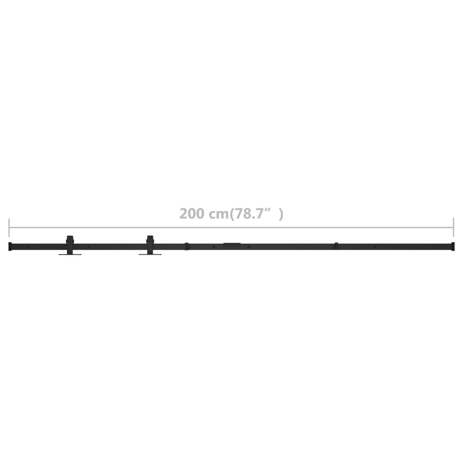Ophangset voor minischuifdeur 200 cm koolstofstaal 200 cm Zwart