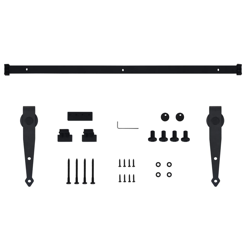 Ophangset voor minischuifdeur 152 cm koolstofstaal 152 cm Zwart