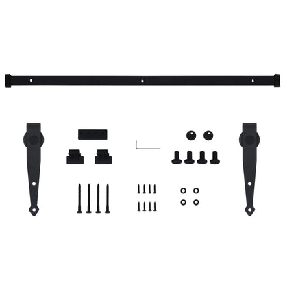 Ophangset voor minischuifdeur 152 cm koolstofstaal 152 cm Zwart