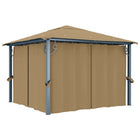 Prieel 300x300 cm aluminium taupe met gordijn