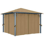 Gazebo with curtain 300x300 cm aluminum taupe