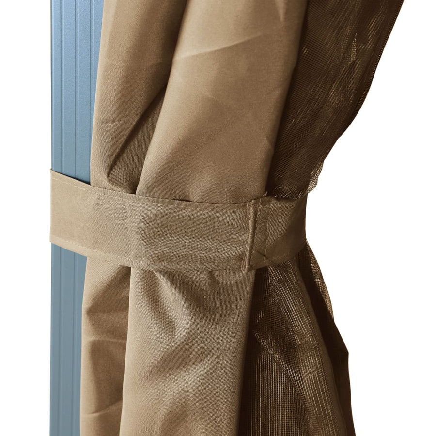 Prieel Met Gordijn Aluminium 300 x 300 cm Taupe