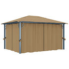 Prieel 400x300 cm aluminium taupe met gordijn