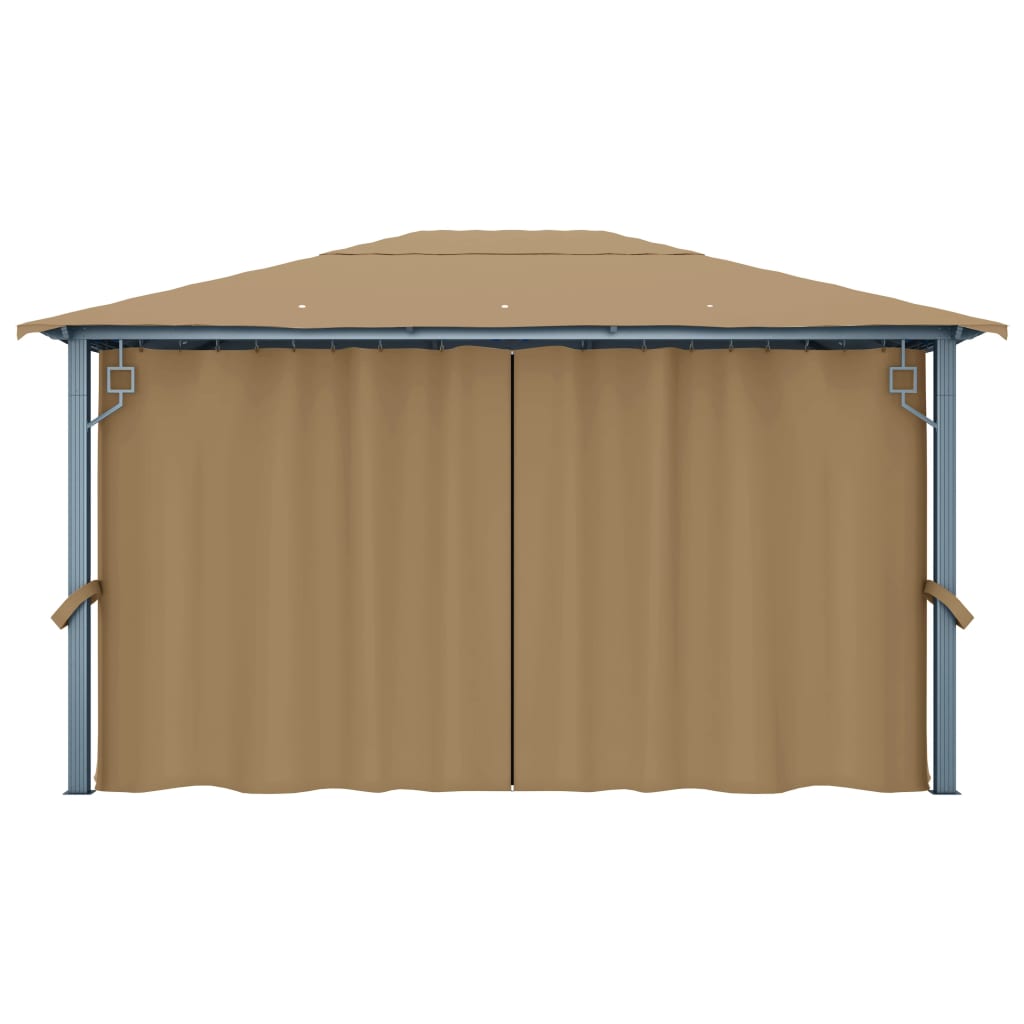 Prieel Met Gordijn Aluminium 400 x 300 cm Taupe