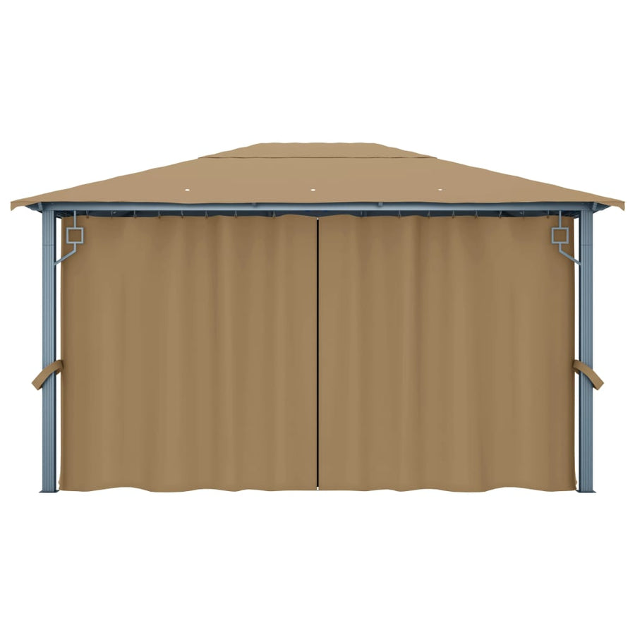 Prieel Met Gordijn Aluminium 400 x 300 cm Taupe