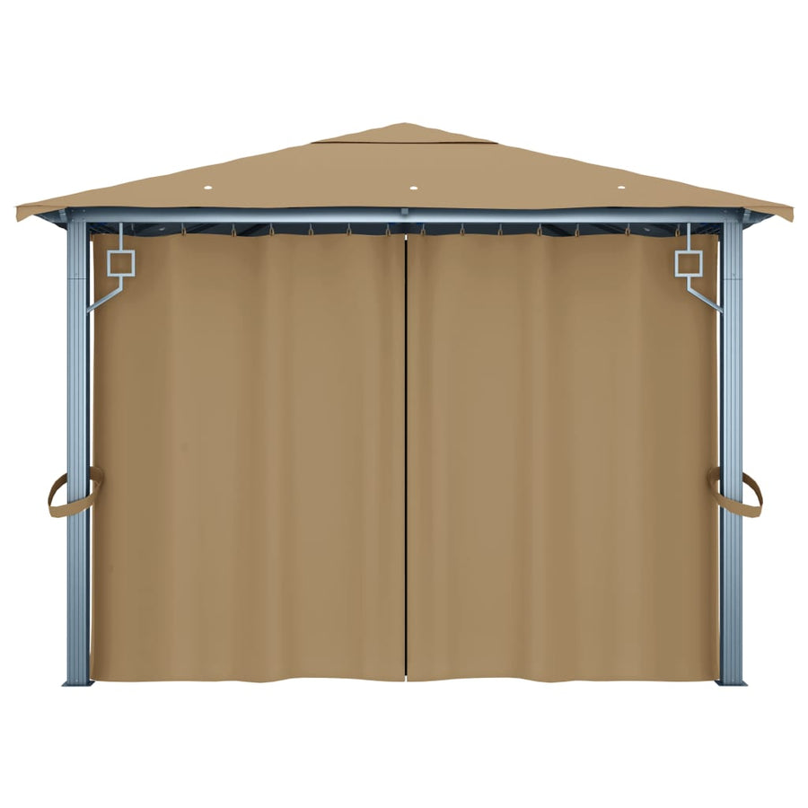 Prieel Met Gordijn Aluminium 400 x 300 cm Taupe