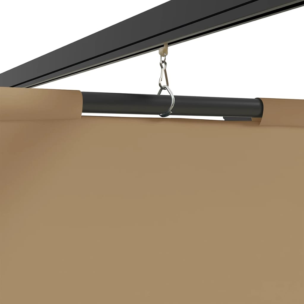 Prieel met gordijnen 3x3 m staal taupe