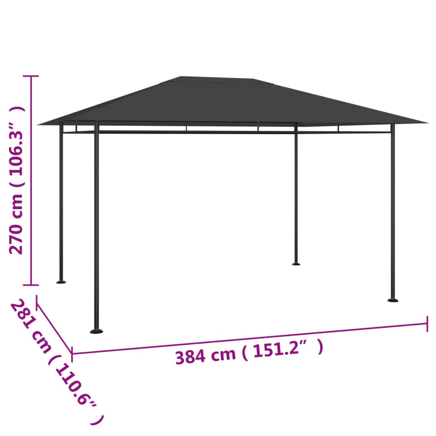 Prieel 180 G/M² 384X281X270 Cm Kleurig Antraciet