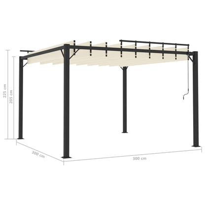 Prieel Met Lamellendak Stof En Aluminium Kleurig 3 x 3 m Crème