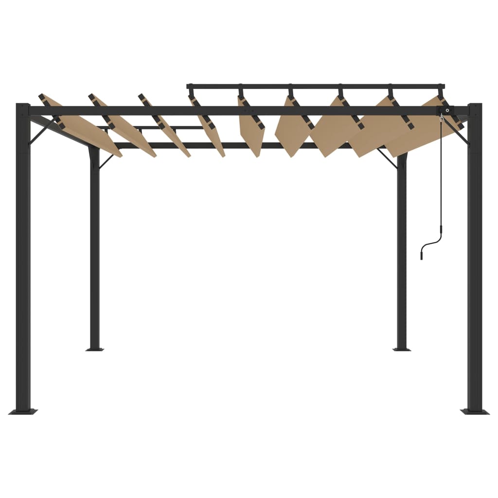 Prieel Met Lamellendak Stof En Aluminium 3 x 3 m Taupe