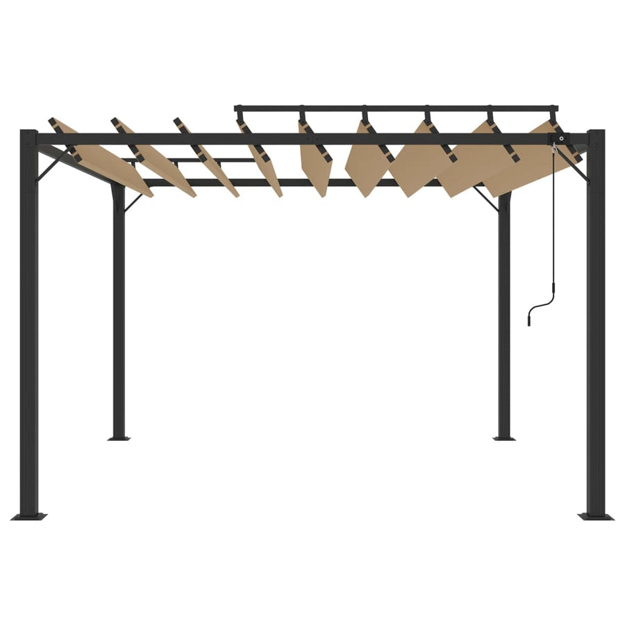 Prieel Met Lamellendak Stof En Aluminium 3 x 3 m Taupe