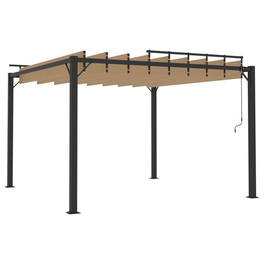 Prieel Met Lamellendak Stof En Aluminium 3 x 3 m Taupe