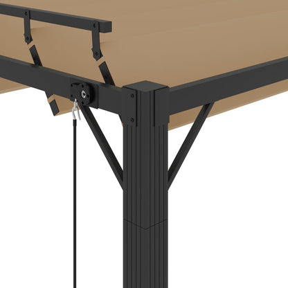 Prieel Met Lamellendak Stof En Aluminium 3 x 3 m Taupe