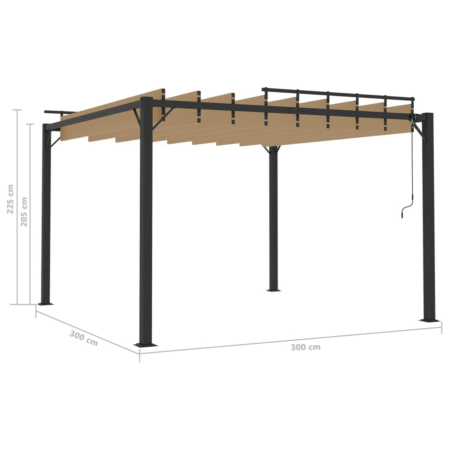 Prieel Met Lamellendak Stof En Aluminium 3 x 3 m Taupe