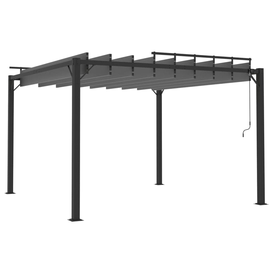 Prieel Met Lamellendak Stof En Aluminium Kleurig 3 x 3 m