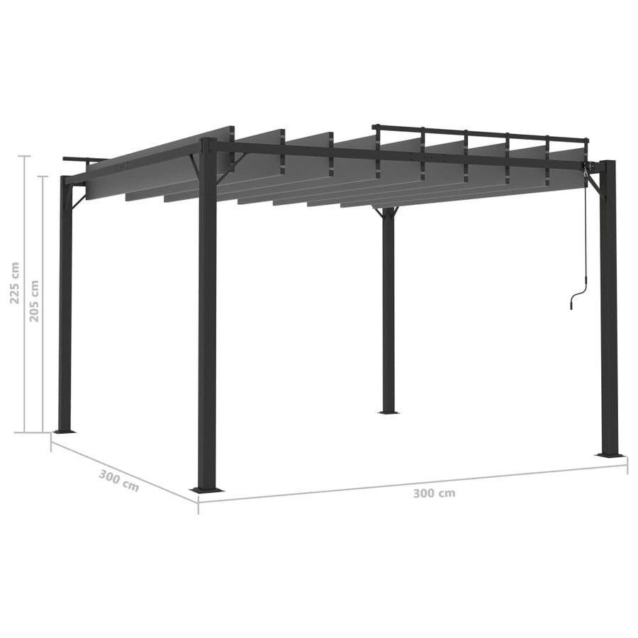 Prieel Met Lamellendak Stof En Aluminium Kleurig 3 x 3 m