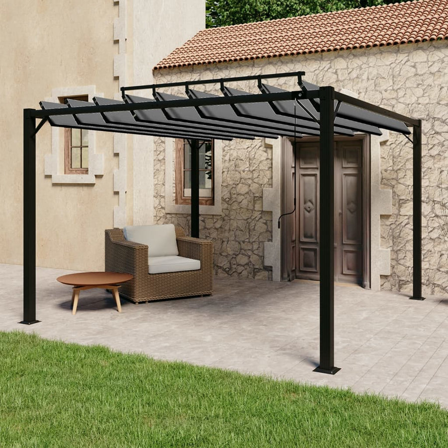 Prieel Met Lamellendak Stof En Aluminium Kleurig 3 x 3 m