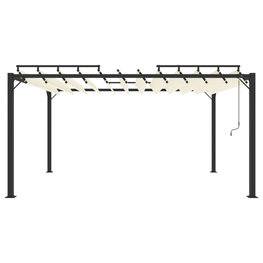 Prieel Met Lamellendak Stof En Aluminium Kleurig 3 x 4 m Crème