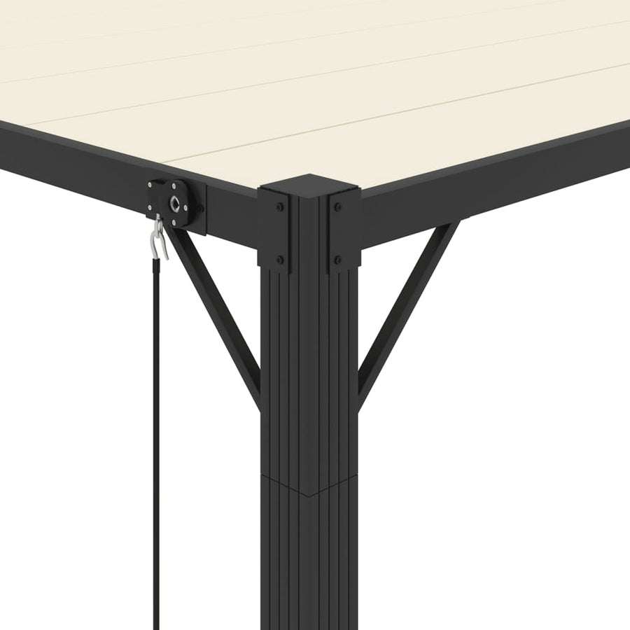 Prieel Met Lamellendak Stof En Aluminium Kleurig 3 x 4 m Crème