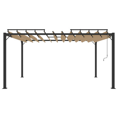 Prieel Met Lamellendak Stof En Aluminium 3 x 4 m Taupe
