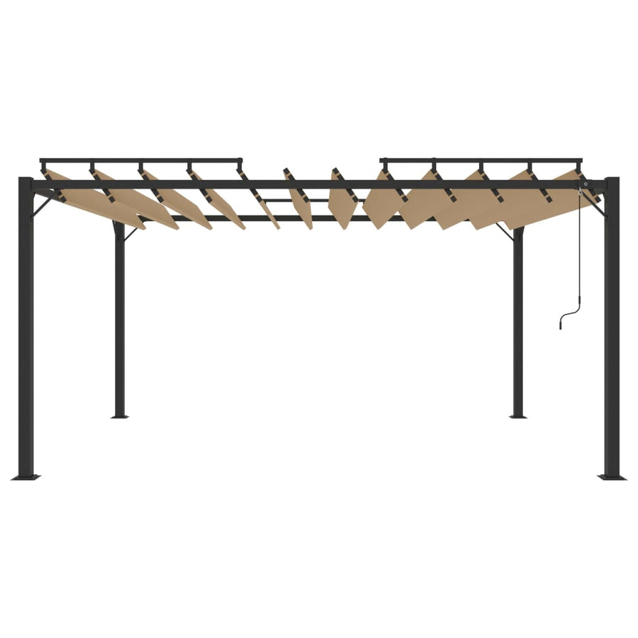 Prieel Met Lamellendak Stof En Aluminium 3 x 4 m Taupe