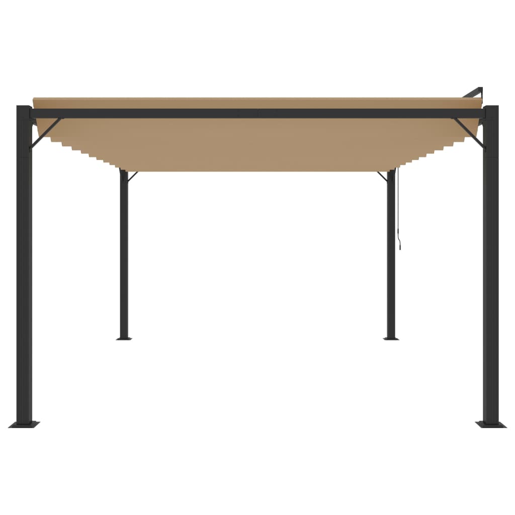 Prieel Met Lamellendak Stof En Aluminium 3 x 4 m Taupe