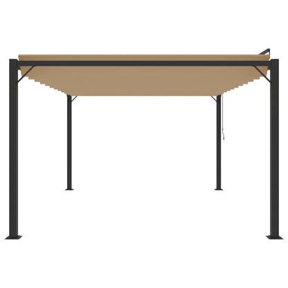 Prieel Met Lamellendak Stof En Aluminium 3 x 4 m Taupe