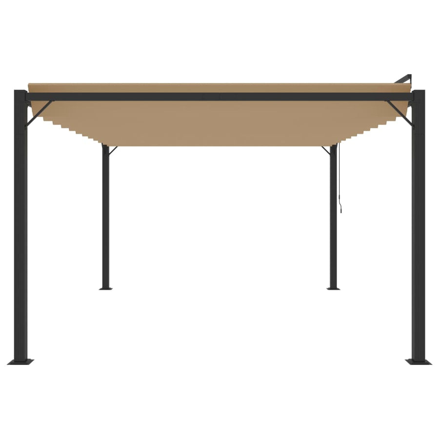 Prieel Met Lamellendak Stof En Aluminium 3 x 4 m Taupe