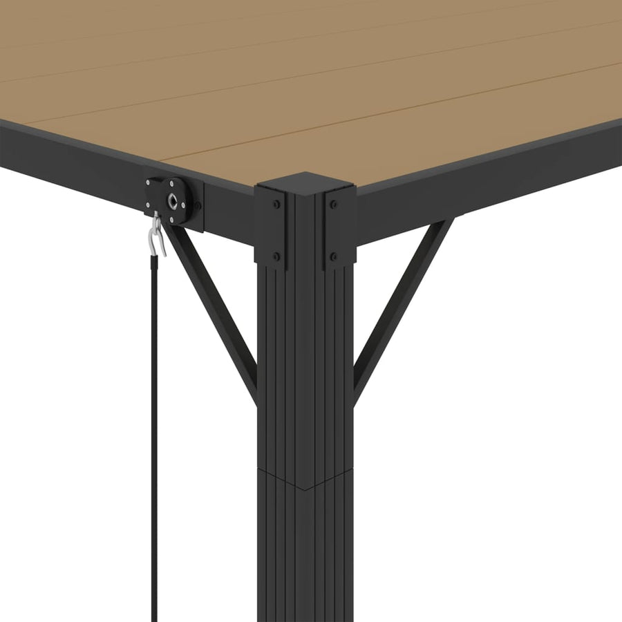 Prieel Met Lamellendak Stof En Aluminium 3 x 4 m Taupe